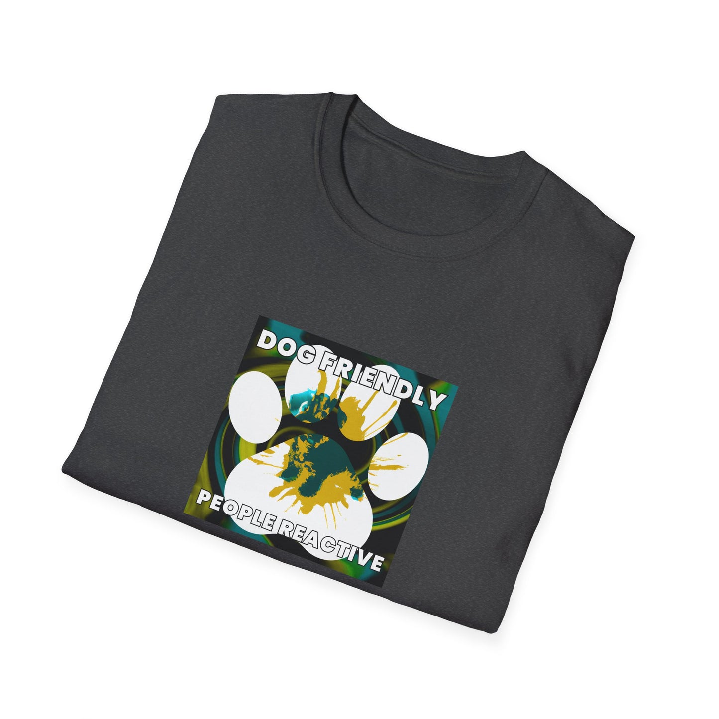 Vogue Vargon - "Dog Friendly, People Reactive" (Yellow Blue Swirl) Unisex Tee