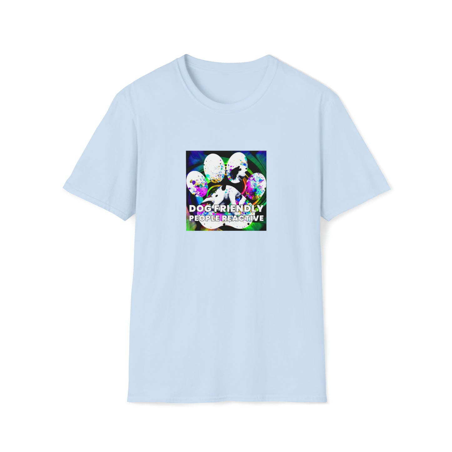 Pollystic Wearz - "Dog Friendly, People Reactive" (colored swirl) Unisex Tee