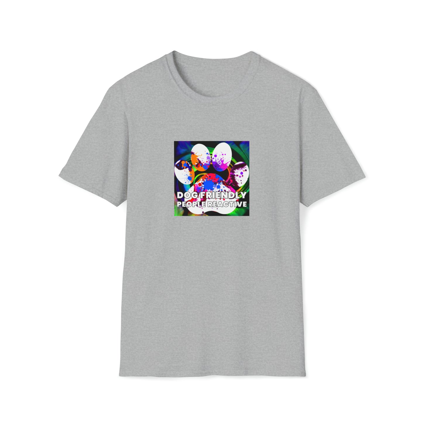 90s Street Apparel by Antoine - "Dog Friendly, People Reactive" (colored swirl) Unisex Tee