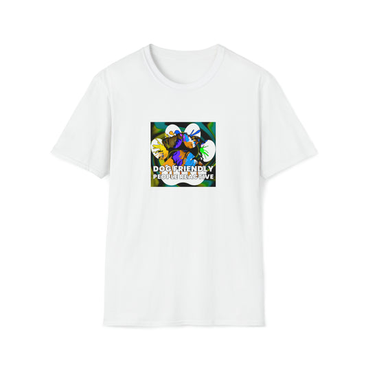 Radikal Roots - "Dog Friendly, People Reactive" (Yellow Blue Swirl) Unisex Tee