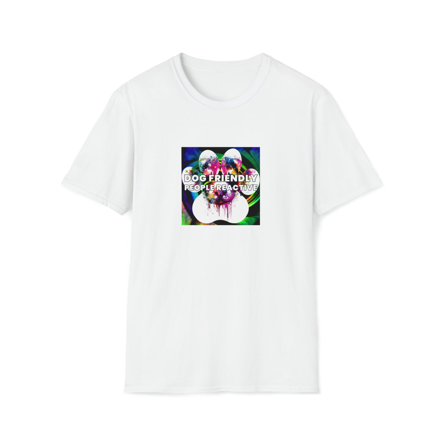 Groovy Galore - "Dog Friendly, People Reactive" (colored swirl) Unisex Tee