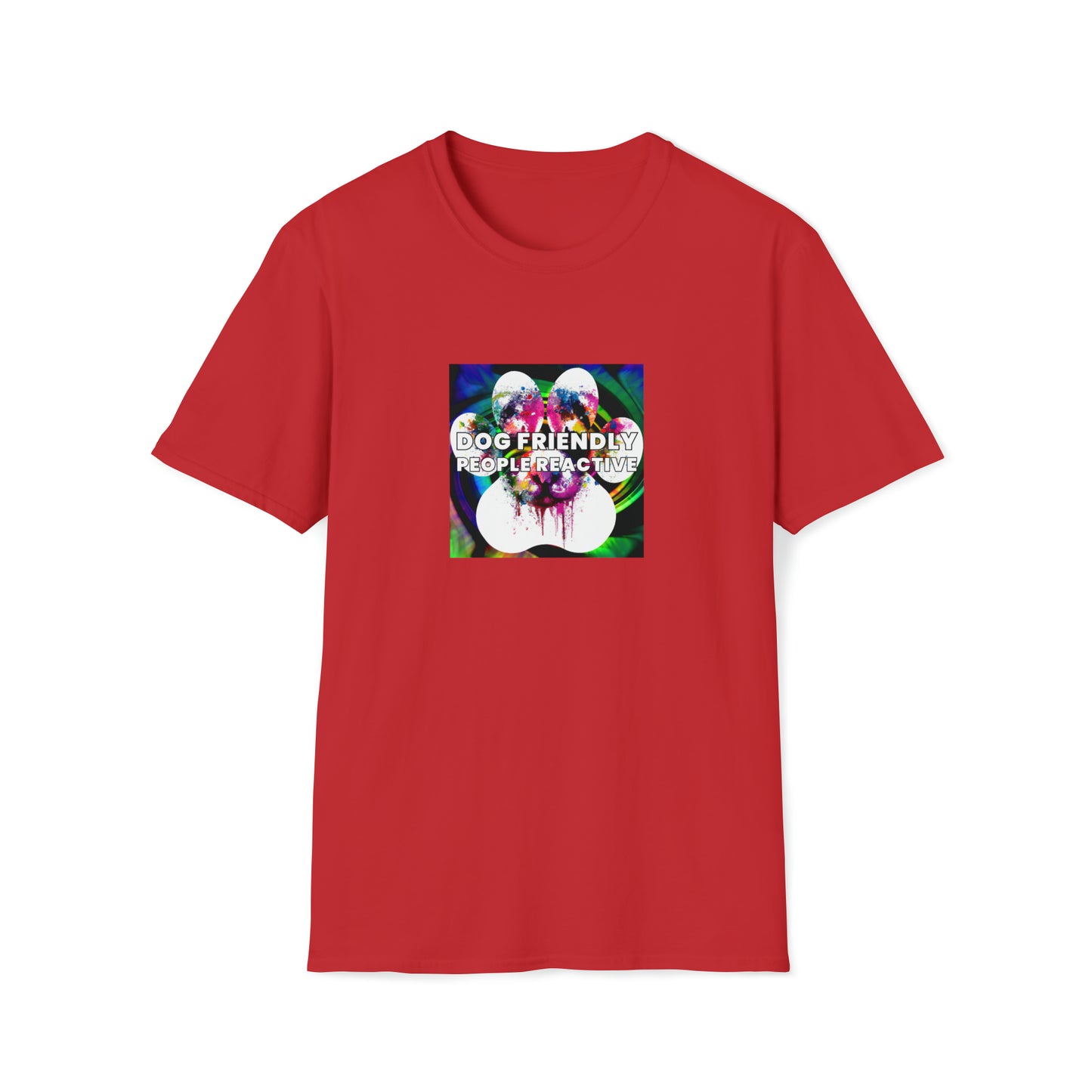 Groovy Galore - "Dog Friendly, People Reactive" (colored swirl) Unisex Tee