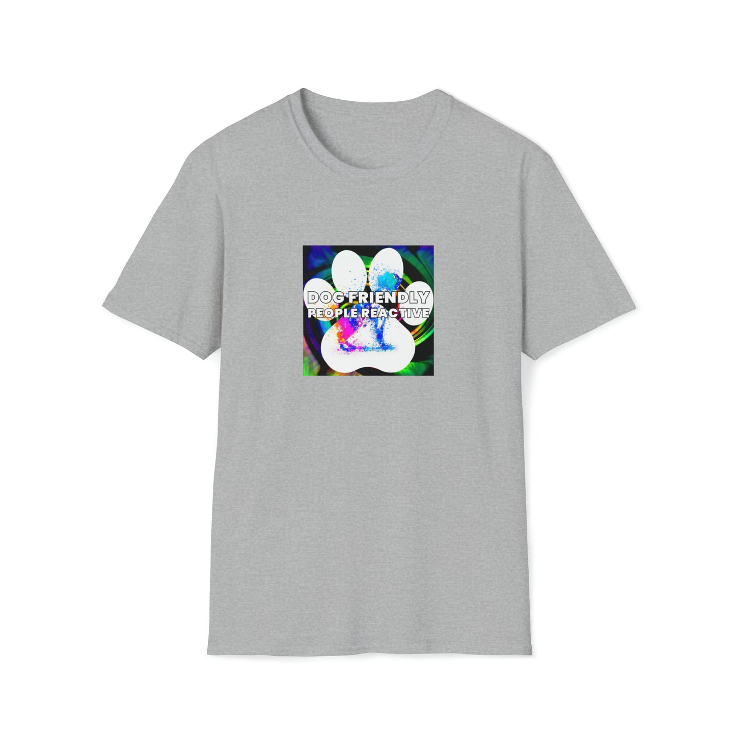 Quippe Wear - "Dog Friendly, People Reactive" (colored swirl) Unisex Tee