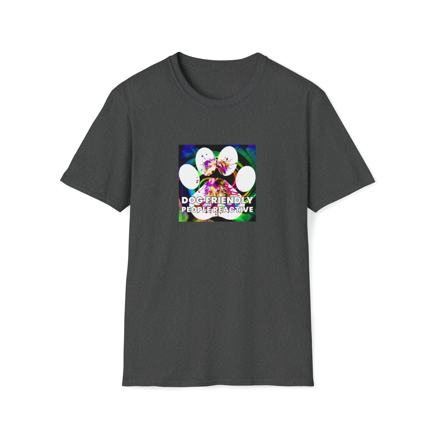 Fluxxy Fashions - "Dog Friendly, People Reactive" (colored swirl) Unisex Tee