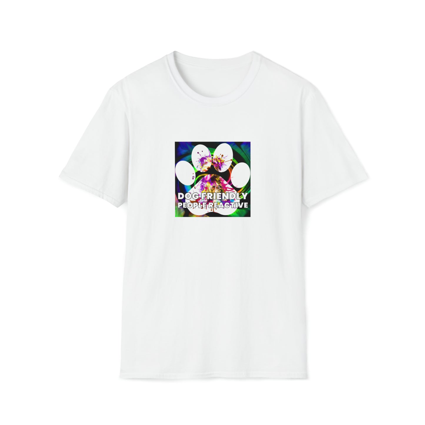 Fluxxy Fashions - "Dog Friendly, People Reactive" (colored swirl) Unisex Tee