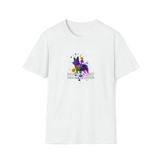 Couture Cruzer - "Dog Friendly, People Reactive" (colored swirl) Unisex Tee