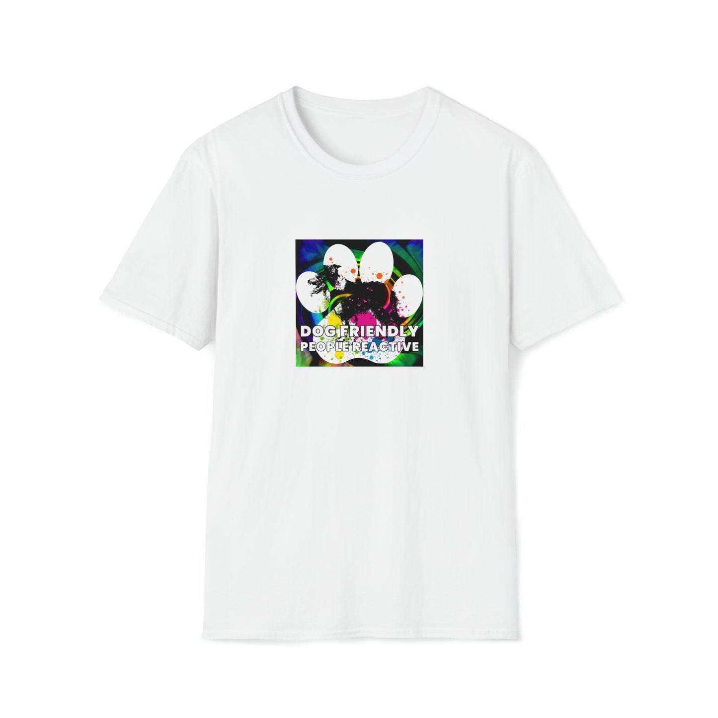 RebelRags - "Dog Friendly, People Reactive" (colored swirl) Unisex Tee