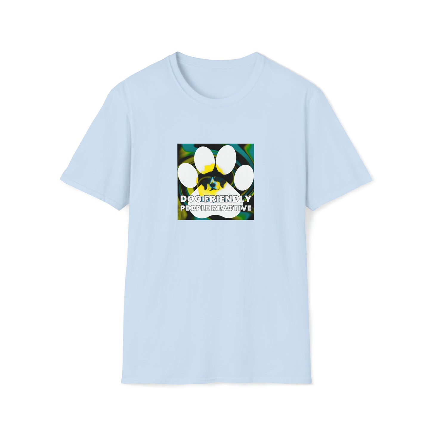 Zaileigh Streetwear - "Dog Friendly, People Reactive" (Yellow Blue Swirl) Unisex Tee