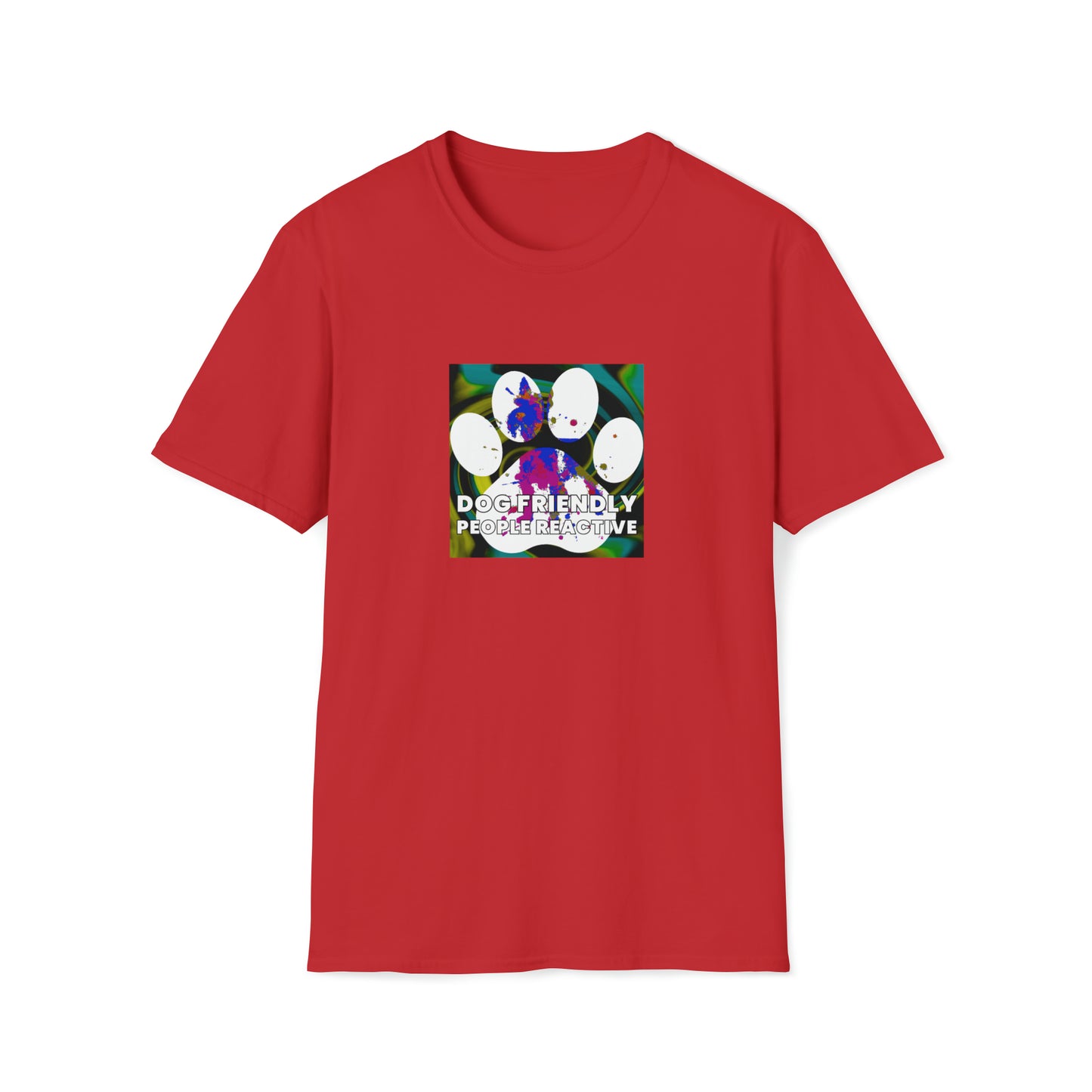 SynStyle90s - "Dog Friendly, People Reactive" (colored swirl) Unisex Tee