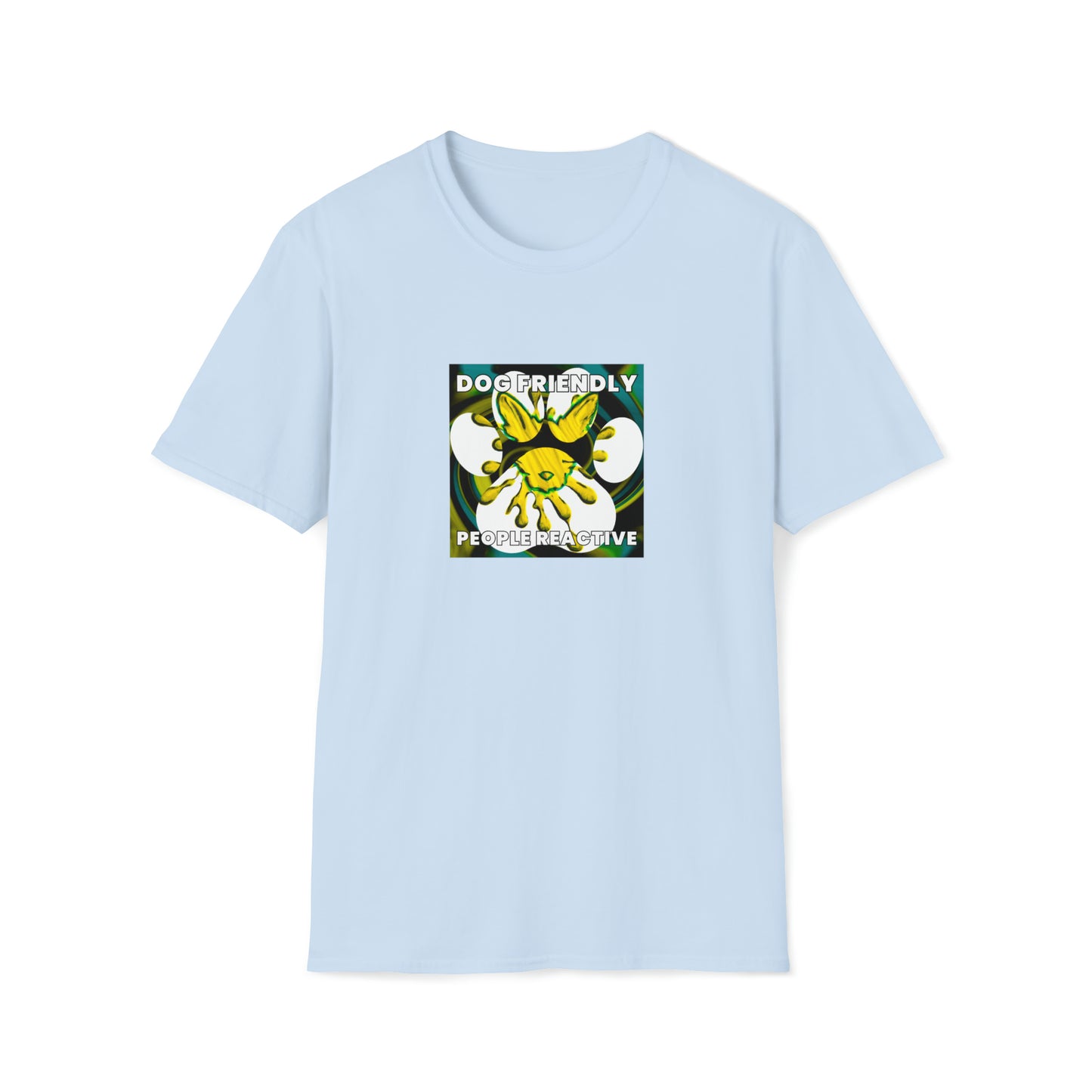 Moxie Streetwear - "Dog Friendly, People Reactive" (Yellow Blue Swirl) Unisex Tee