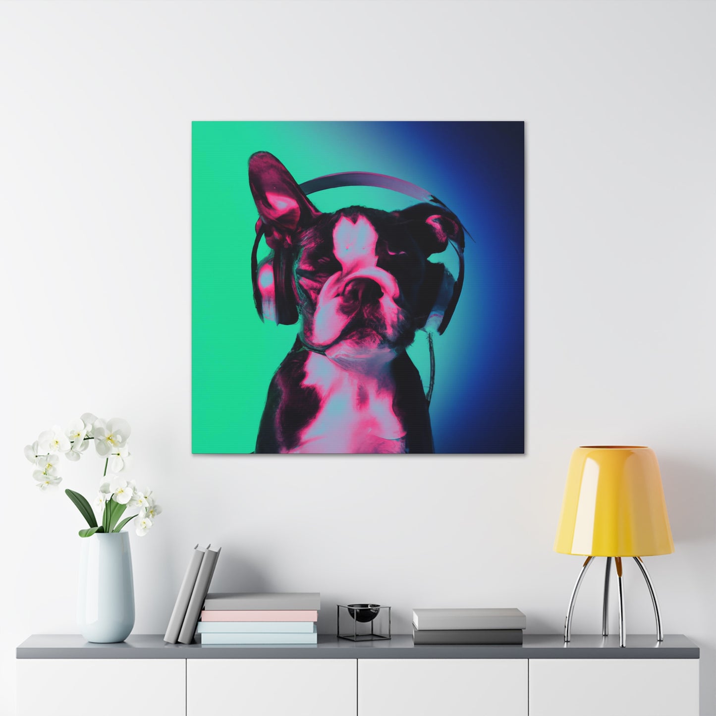 Queen Elizabeth Borealis - Boston Terrier - Canvas