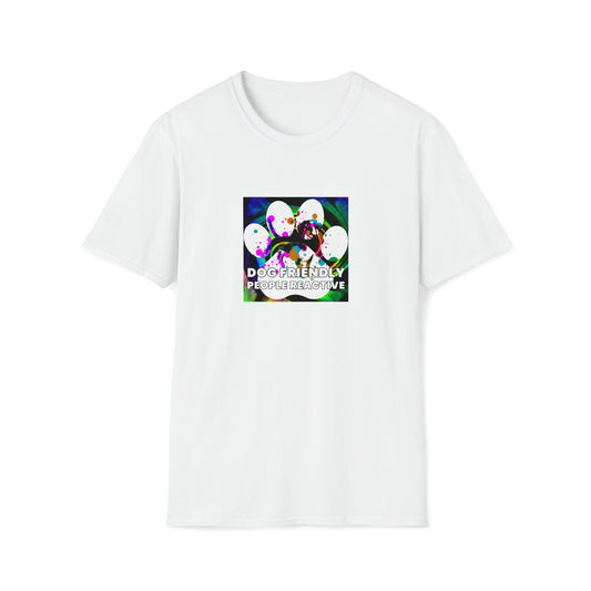 Allure90s. - "Dog Friendly, People Reactive" (colored swirl) Unisex Tee
