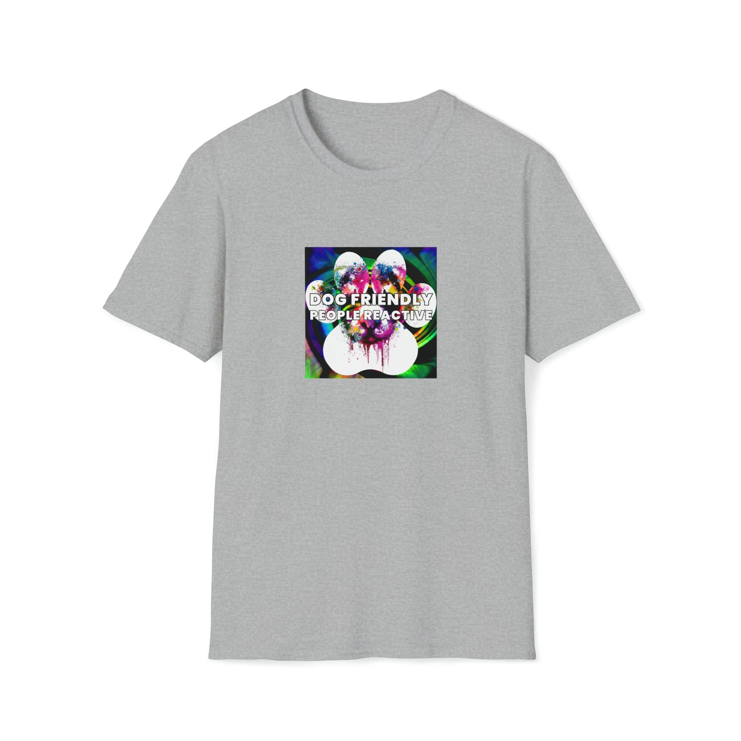 Groovy Galore - "Dog Friendly, People Reactive" (colored swirl) Unisex Tee