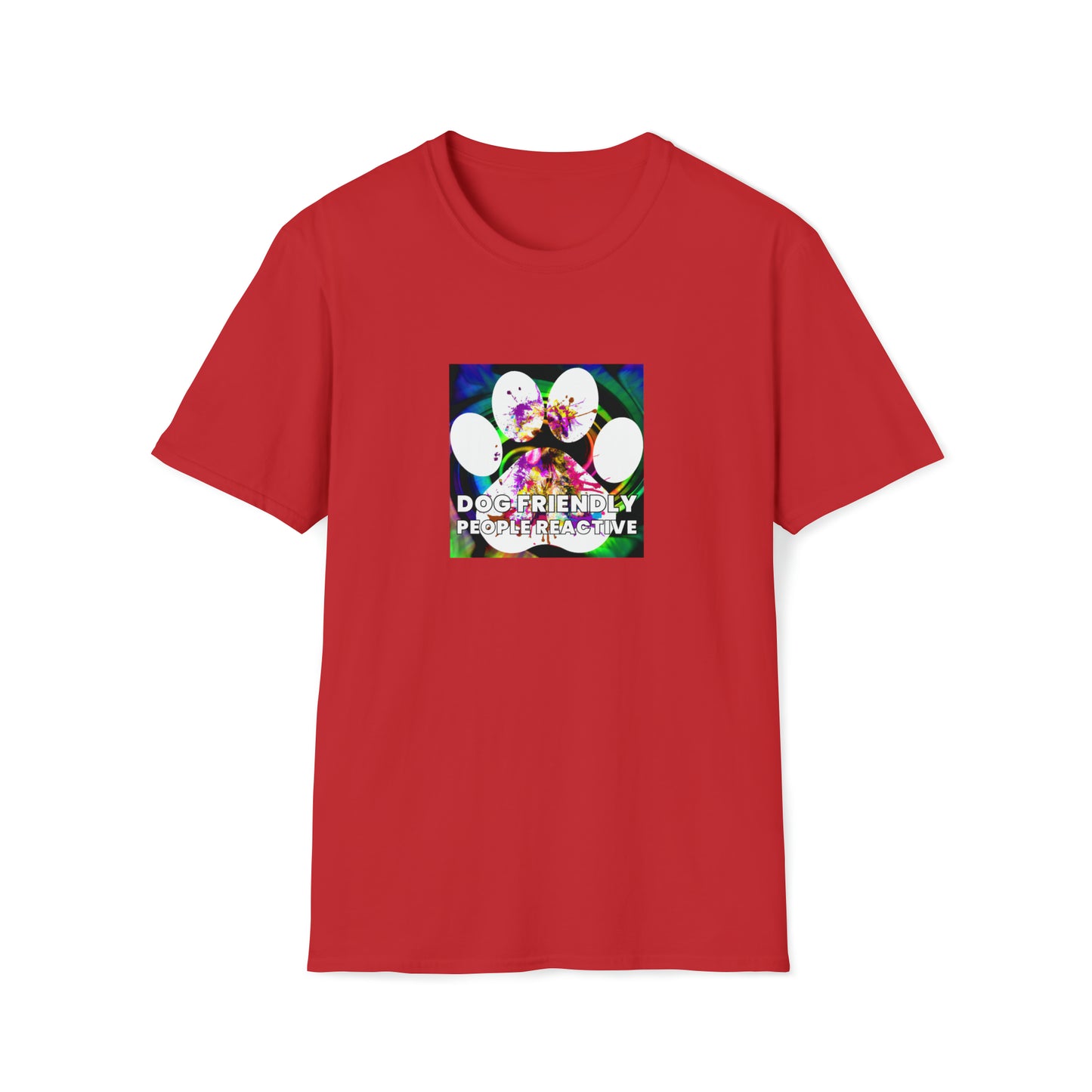 Fluxxy Fashions - "Dog Friendly, People Reactive" (colored swirl) Unisex Tee