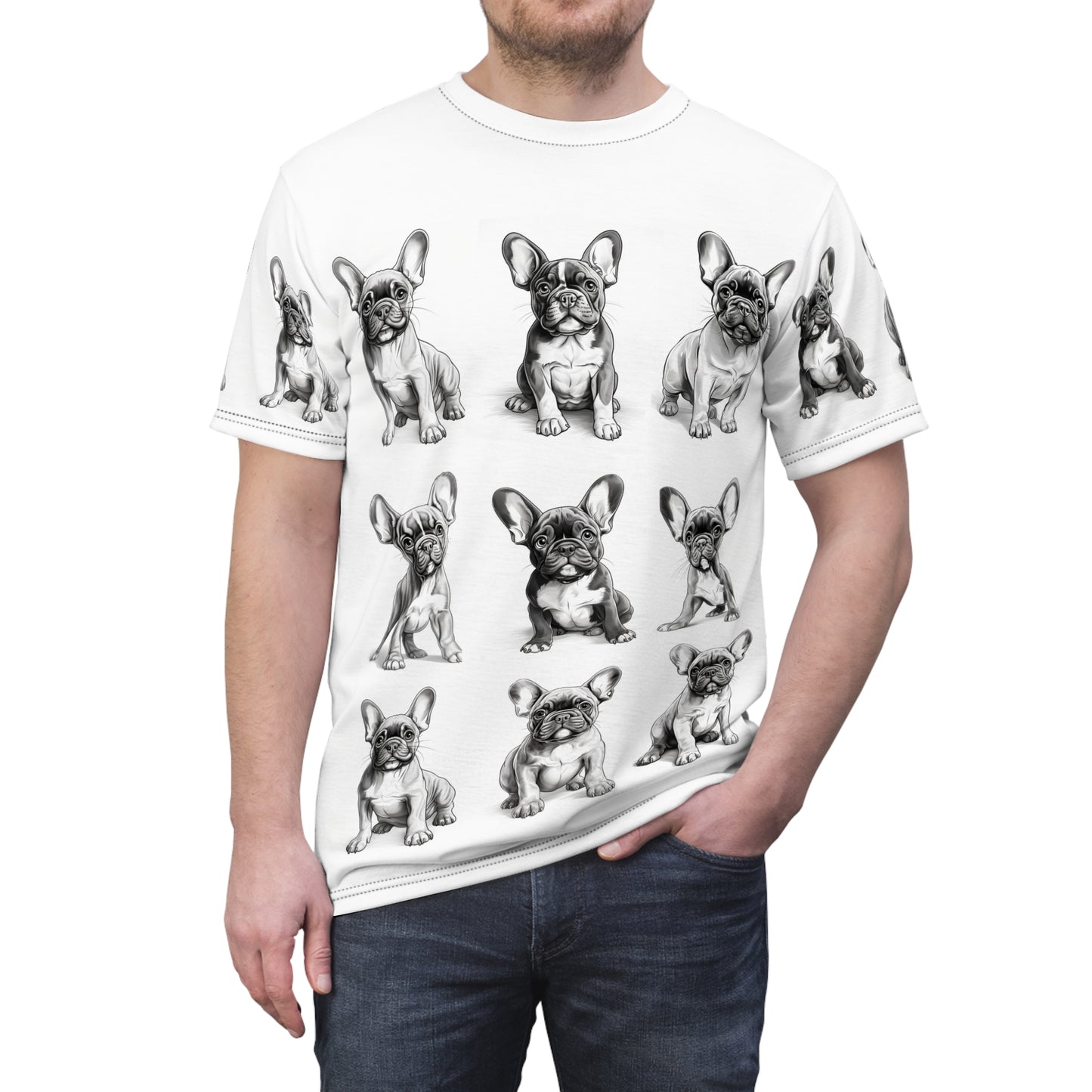 French Bulldog All Over Print Tee - Unleash Your Style - Unisex Cut & Sew Tee (AOP)