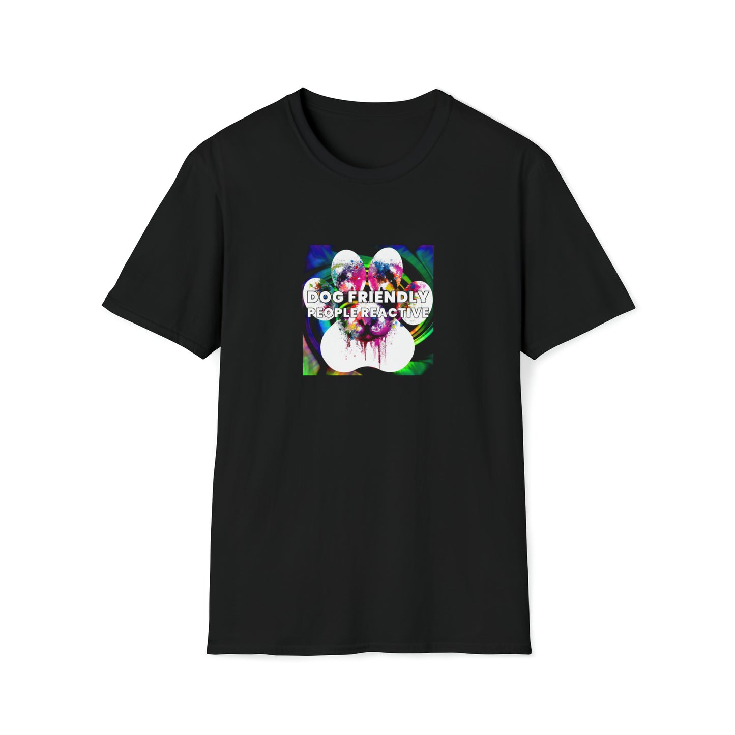 Groovy Galore - "Dog Friendly, People Reactive" (colored swirl) Unisex Tee