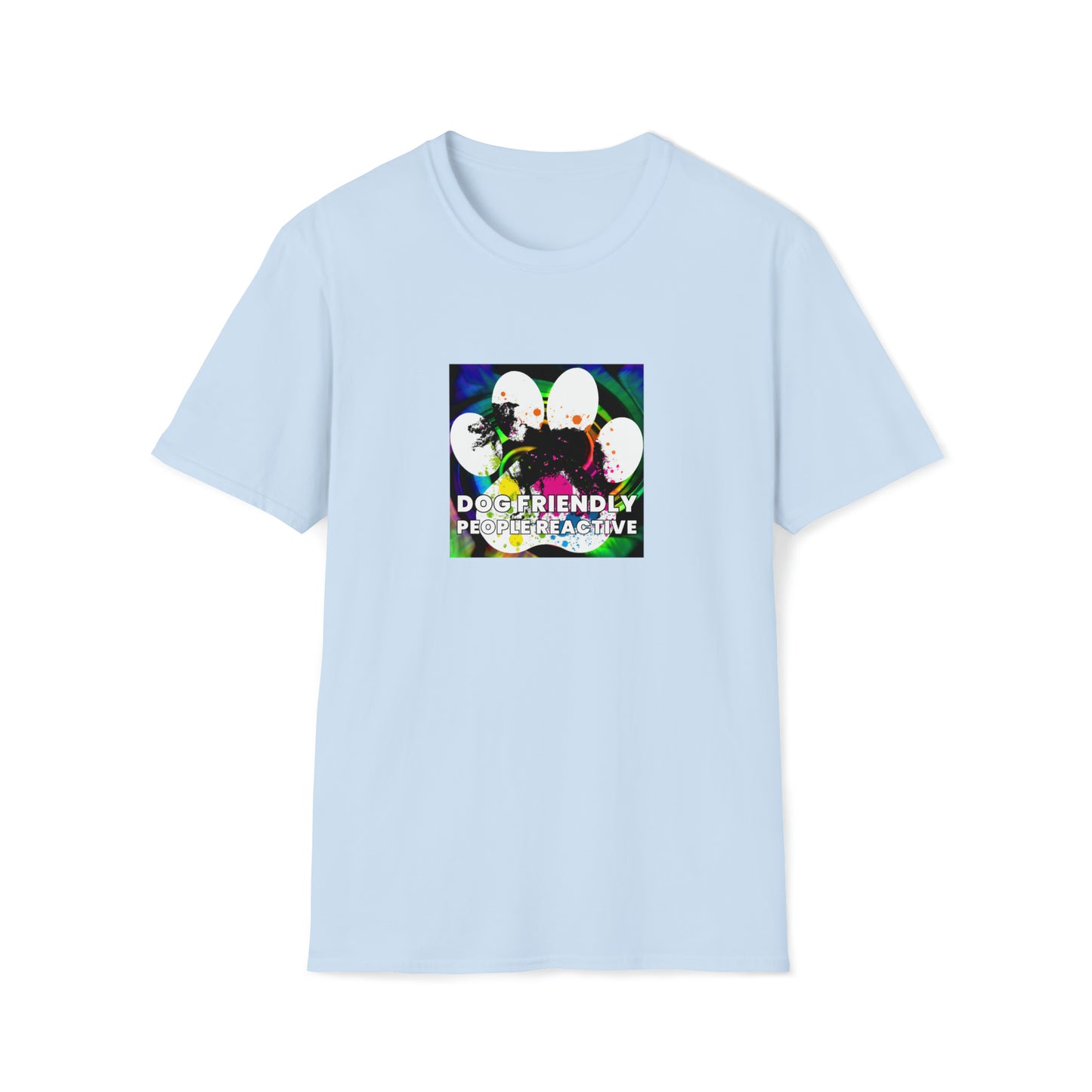 RebelRags - "Dog Friendly, People Reactive" (colored swirl) Unisex Tee