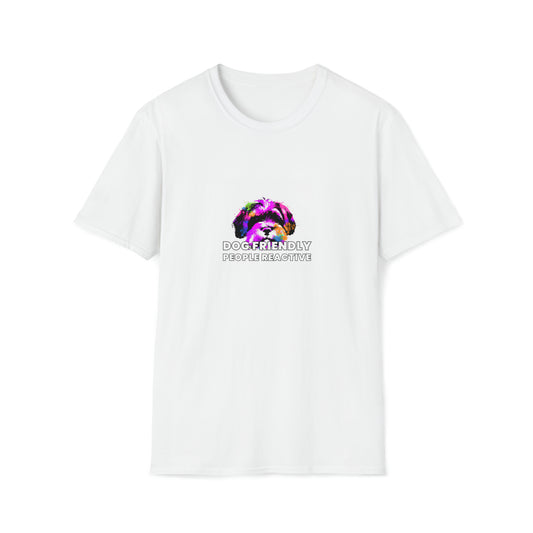 Midnight Magiciain - "Dog Friendly, People Reactive" (colored swirl) Unisex Tee