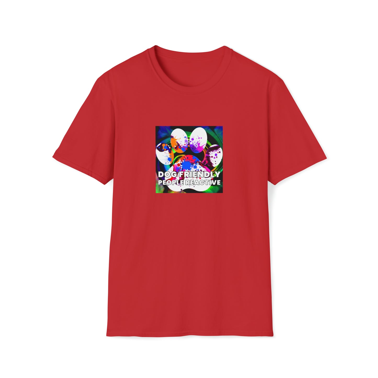 90s Street Apparel by Antoine - "Dog Friendly, People Reactive" (colored swirl) Unisex Tee
