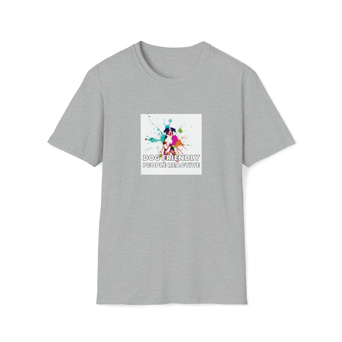 Dapper Andi - "Dog Friendly, People Reactive" (colored swirl) Unisex Tee