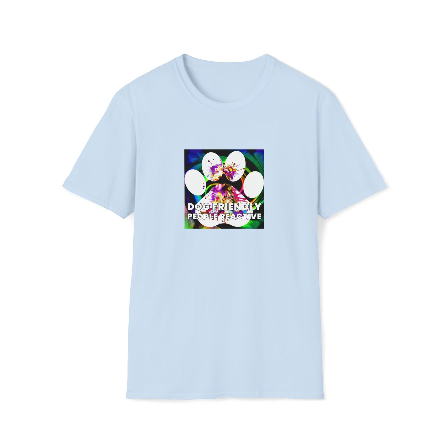 Fluxxy Fashions - "Dog Friendly, People Reactive" (colored swirl) Unisex Tee