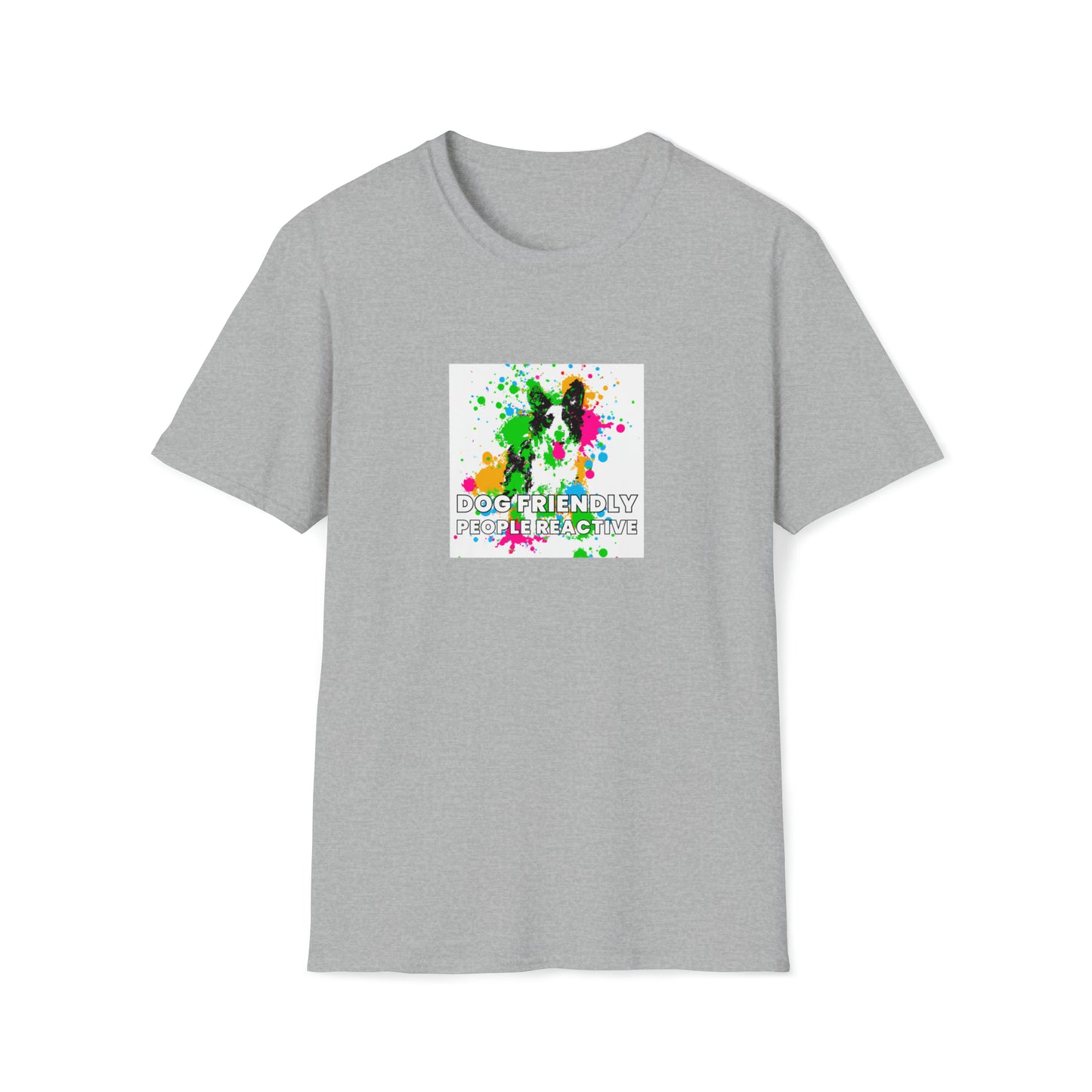 MickyX Streetwear - "Dog Friendly, People Reactive" (colored swirl) Unisex Tee