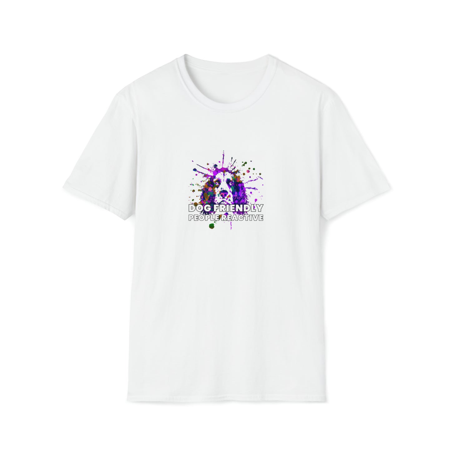 90s Fash Reality - "Dog Friendly, People Reactive" (colored swirl) Unisex Tee